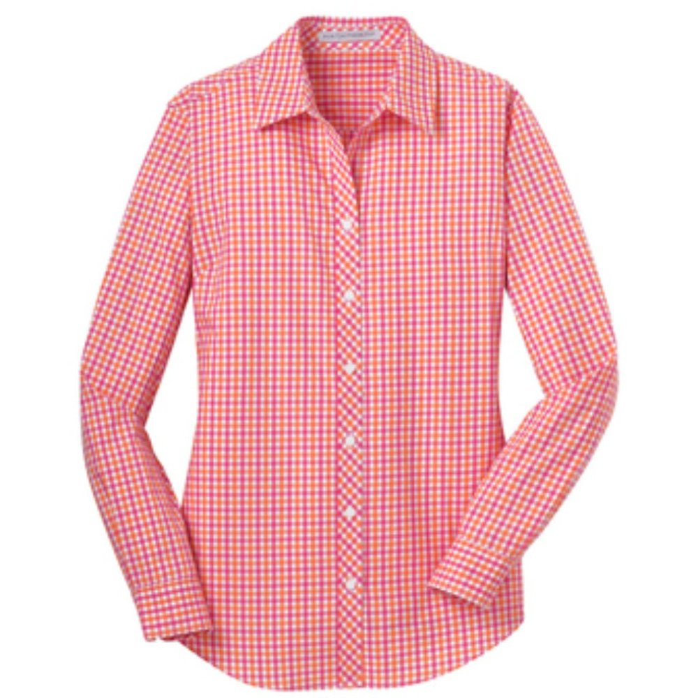 GINGHAM pattern long sleeve blouse